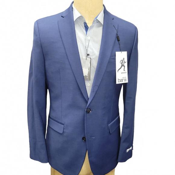 NEW BAR III men's slim fit active stretch jacket in blue
